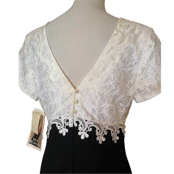 VTG 90s Gunne Sax Jessica McClintock Black White Lace Dress NWT NOS HoCo - Picture 10 of 16